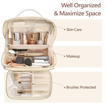 PACKISM Quilted Travel Makeup Bag for Women - Cosmetic Organizer for Travel