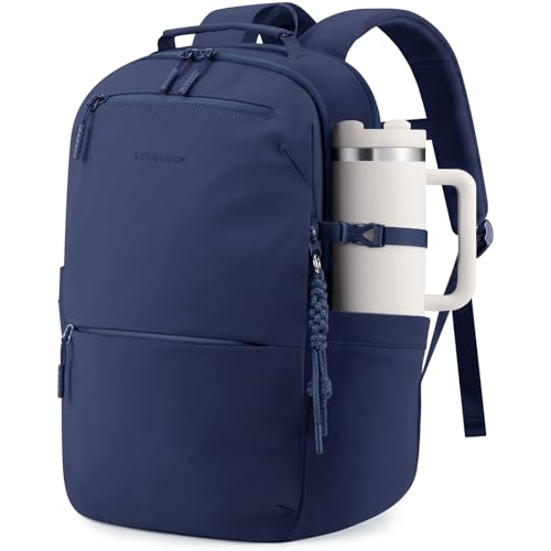 LOVEVOOK Laptop Backpack Women with Tumbler Holder, Work Travel Backpack - color: Dark Blue, size: 15.6 Inch