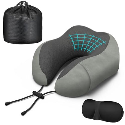 Travel Neck Pillow,Neck Pillow for Sleeping Travel,Airplane, Car, Office - color: Grey