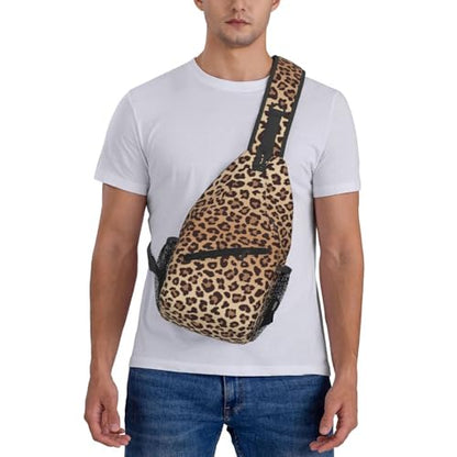 Leopard Print Crossbody Sling Bags for Women Men Brown Leopard Spot Pattern Wildlife Animal Skin Travel Sling Backpack Casual Chest Shoulder Bag Cute Cheetah Print Gym Sports Hiking Daypack - color: Brown