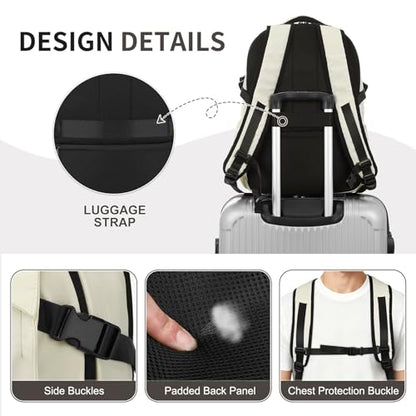 Travel Backpack for Women Men Lightweight Laptop Daypack Beige - color: Beige