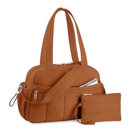 TOPDesign Travel Duffel Bag, Puffy Carry On Overnight, Gym Bag w/Wet Pocket - color: Brown