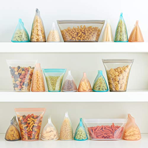 Zip Top Reusable Food Storage Bags | Small Cup [Teal] | Silicone Meal Prep Container | Microwave, Dishwasher and Freezer Safe | Made in the USA - color: Teal, size: Small Cup