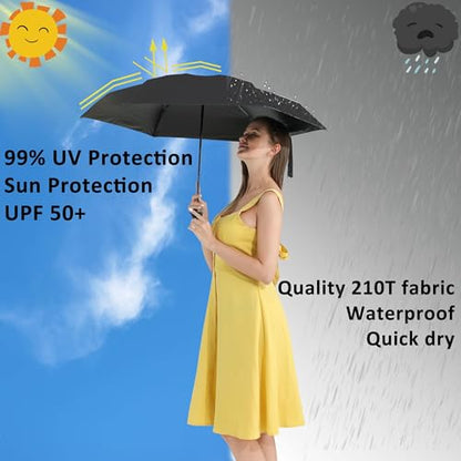 Mini Travel Umbrella with Case - Compact & Lightweight for Men & Women - Windproof & UV Protection - Portable Folding Pocket Umbrella