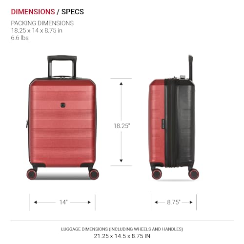 SwissGear Duet Hardside Expandable Luggage with Spinner Wheels, Red/Black, 3-Piece Set (19/24/28) - color: Red/Black, size: 3-Piece Set (19/24/28)
