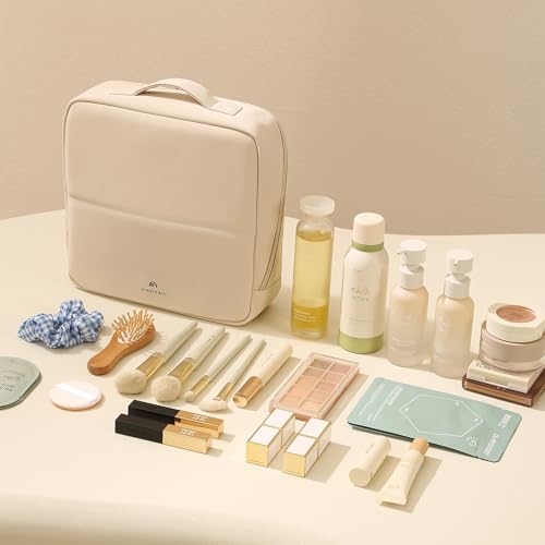 Foldable Magnetic Standing Makeup Bag(02Beige) - color: 02Beige