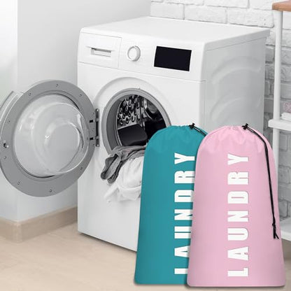 4 Piece Drawstring Travel Laundry Bag, Large Laundry Bag, Men's and Women's Dirty Laundry and Gym Bag, Waterproof Wetproof Travel Bag - color: （A）4 Piece