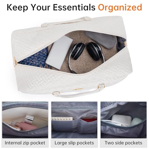 21" Weekender Bag Overnight Bag Travel Duffel Bag for Women - color: Beige, size: Large