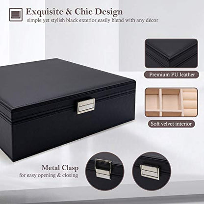 ProCase 2 Layers Jewelry Box for Women -Black - color: Black-ff1