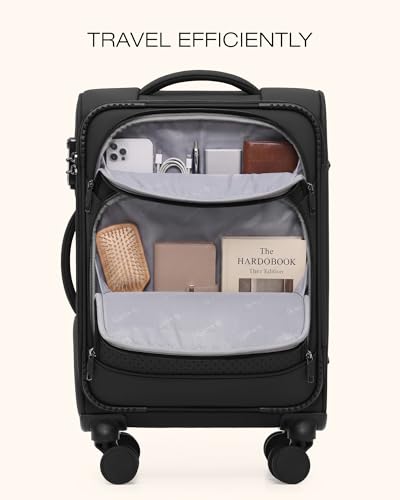 Coolife Upgraded Softside Luggage, TSA Lock, Spinner, 3-Piece 1800D Set - color: Black