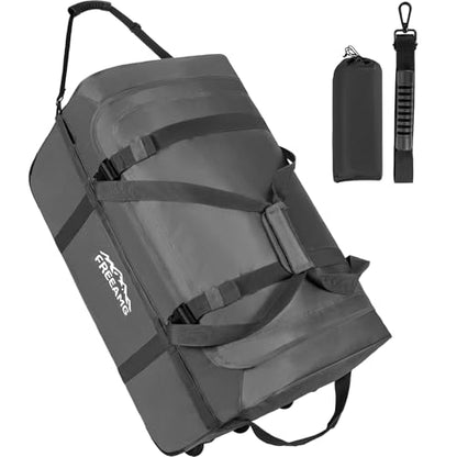120L Foldable Rolling Duffel Bag with 3 Wheels and Handle (30 inch) - color: Grey