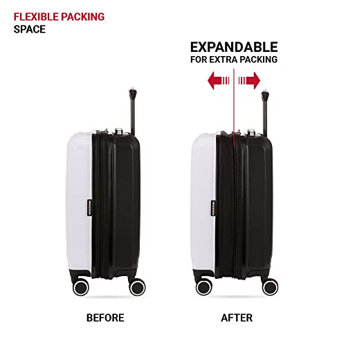 SwissGear Duet Expandable Luggage Set, 3-Piece Hardside Luggage Set with Spinner Wheels - color: Black/White, size: 3-Piece Set (19/24/28)
