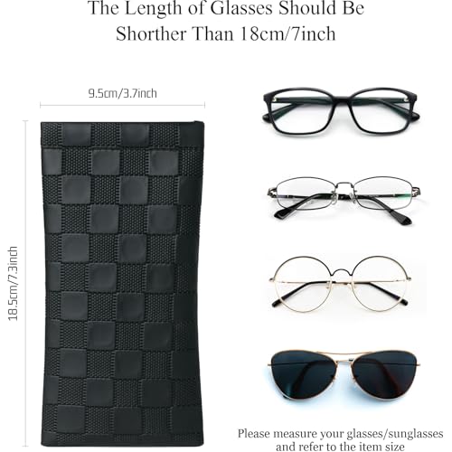 4 Pcs Squeeze Top Sunglass Case with Cleaning Cloth, Soft Leather Eyeglass Case Portable Sunglasses Pouch - color: D & 4pcs