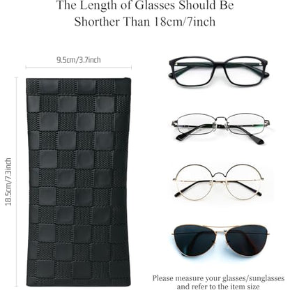 4 Pcs Squeeze Top Sunglass Case with Cleaning Cloth, Soft Leather Eyeglass Case Portable Sunglasses Pouch - color: D & 4pcs
