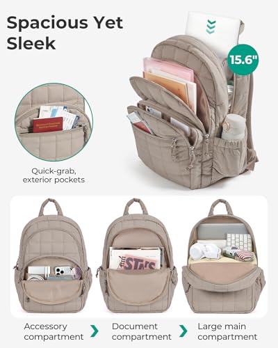 BAGSMART Travel Backpack for Women, 15.6" College Laptop Backpack, Camel - color: Camel, size: Standard 15.6 Inch