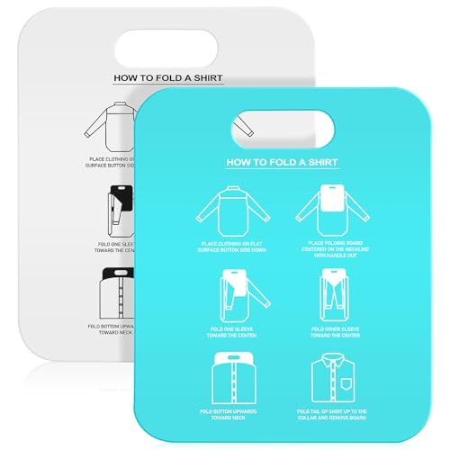 2Pcs Shirt Folder Boards, Plastic Clothes Folding Boards T Shirt Organizer Clothes Sweaters Folding Tools for Home, Travel, Retail Stores (Adults Size)