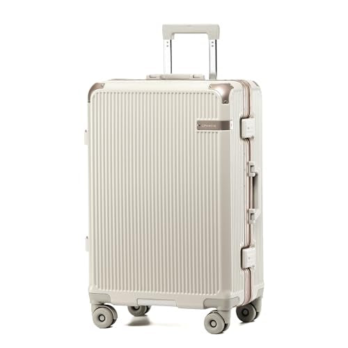 26 Inch Zipperless Checked In Luggage with Aluminum Frame, Beige - color: Beige, size: Checked in 26inch