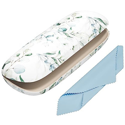 Eyeglasses Case, Hard Shell Protective Case for Glasses, Unisex for Women Men - color: Eucalyptus Leaves