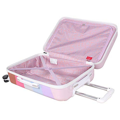 Nicole Miller New York Rainbow Luggage Collection - Lightweight 28 Inch (ABS+PC) Hardside Suitcase - Durable Large Checked Bag with 8-Rolling Spinner Wheels (28in, Rainbow Lavender)… - size: 28 in