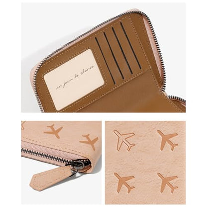 Passport Holder for Travel RFID Blocking Wallet Women Handbag Credit Cards Flight Ticket Organizer Card Holder (Wine) - color: Wine