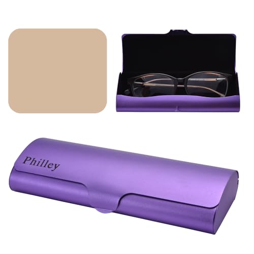 Philley Aluminum Ultra-Light Eyeglasses Slim Reading Glasses Case - color: Purple