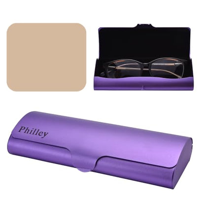 Philley Aluminum Ultra-Light Eyeglasses Slim Reading Glasses Case - color: Purple