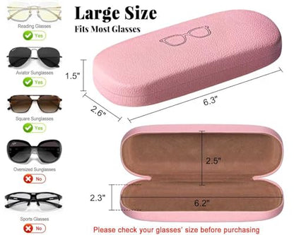 RayLove 2 Pack Unisex Hard Shell Glasses Case with Eyewear Accessories - color: Pink