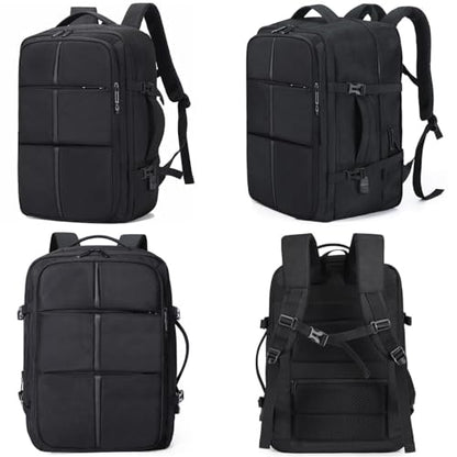 O-TBOST Expandable Travel Backpack Waterproof Carry On Backpack College 17.3” Laptop Backpack for Men & Women (Black) - color: Black