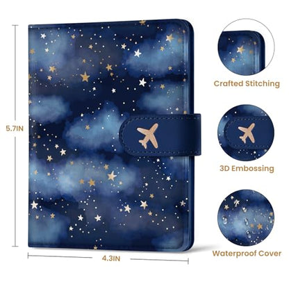 Passport Holder for Travel, RFID Blocking Wallet with Magnetic Closure - color: F-Star