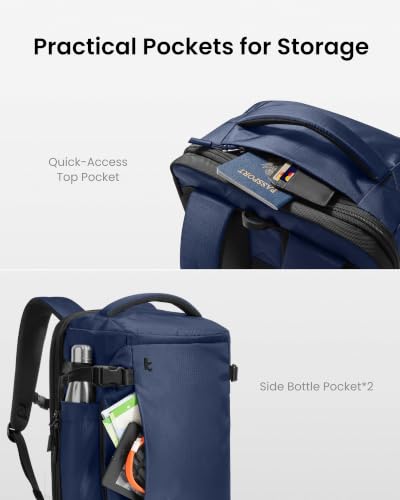 tomtoc Travel Backpack 28L,TSA Personal Item Bag Flight Approved,PFAS Free - color: Dark Blue-ripstop, size: 28L