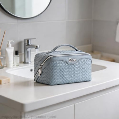 BOYATU Travel Makeup Bag Cosmetic Bags for Women: 3 Pcs Set Make up Bag - color: L05 Light Blue