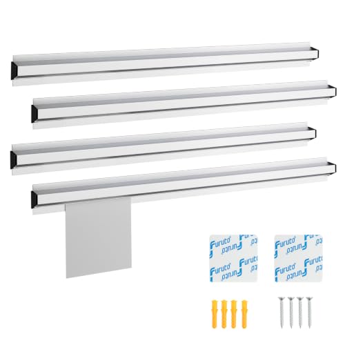 4 Pcs Restaurant Ticket Holder, Magnetic Note and Paper Holder with Aluminum Slide Check Rack, 16/18/24" Ticket Rail for Restaurant Orders, Bill Display, Kitchen, Cafes, Bars (48 Inch) - size: 48 Inch