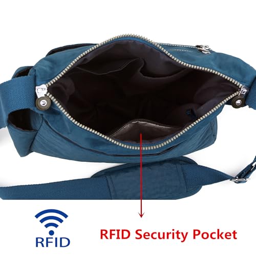 MHCNLL Women's Nylon Crossbody Purse, Anti-Theft RFID Lightweight - color: Navy Blue