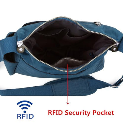 MHCNLL Women's Nylon Crossbody Purse, Anti-Theft RFID Lightweight - color: Navy Blue
