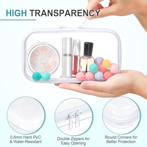 Hoolerry 4 Pcs Hard Clear Zipper Case,Clear,7.5 X 3.9 X 2 In,White - color: White, size: 7.5 x 3.9 x 2 in