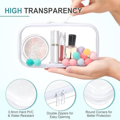 Hoolerry 4 Pcs Hard Clear Zipper Case,Clear,7.5 X 3.9 X 2 In,White - color: White, size: 7.5 x 3.9 x 2 in