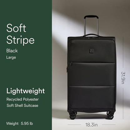 ANTLER Soft Stripe Large Checked Luggage, Black, 31.9", 105-122L - color: Black, size: Large