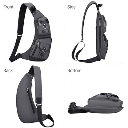 WITZMAN Slim Sling Bag for Men Crossbody Lightweight Chest Bag Casual - color: Silvery Grey