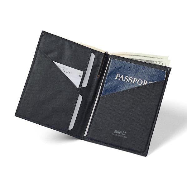 Allett Travel Wallet, RFID Blocking Slim (Nylon, Jet Black) - color: Jet Black