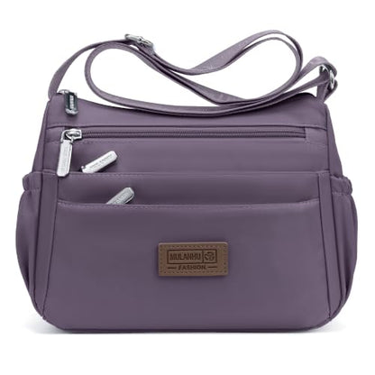 Purses For Women Nylon Crossbody Bags Waterproof Handbags Multiple Pockets - color: Purple