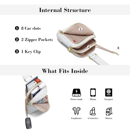 INICAT Small Travel Purse,Anti Theft Crossbody Bag for Women - color: White Soft