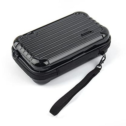 Framendino, Black Hard Shell Cosmetics Case Carrying Bag for Toiletry, Mini Cross Body Suitcase with Detachable Grip Rope and Shoulder Strap Women Travel - color: Black