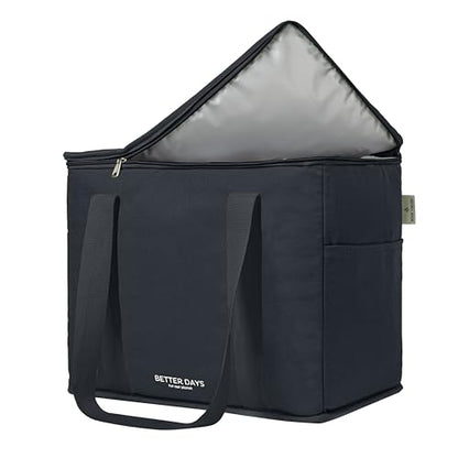 Nook Theory Reusable Insulated Grocery Bag - Leak Proof, X Large Cooler Bag - color: Black XL