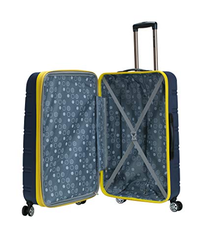 Rockland Melbourne Hardside Expandable Spinner Wheel Luggage, Checked Large 28", Navy - color: Navy, size: Checked Large 28"