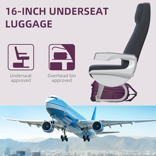 LARVENDER Softside Carry On Luggage 4 Piece, Expandable Carry On Luggage 22x14x9 Airline Approved Underseat Suitcase with Spinner Wheels TSA Lock, Purple (16/20/BP/TB) - color: Purple