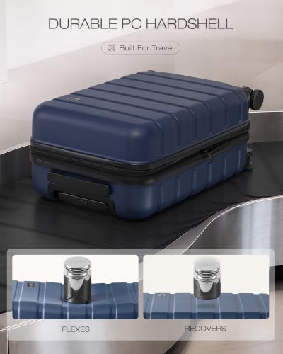 Coolife Luggage Set, Lightweight Durable Hardshell, 3 piece, Navy Blue - color: Navy Blue