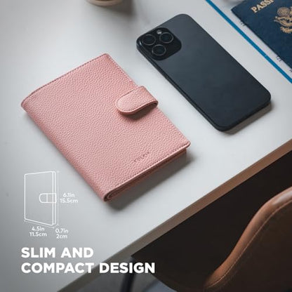 VULKIT Dual Passport Wallet for RFID 2 Passports Holder - color: Seashell Pink