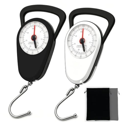 Luggage Weight Scale with Hook, 2PC Hanging Scale for Fish Travel, 80 Lbs - color: White & Black