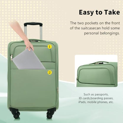 RIGO Softside 4 Piece Luggage Set, Expandable Suitcases with Spinner Wheels & TSA Lock, Lightweight Polyester Travel Luggage 18/22/26/30 Inch