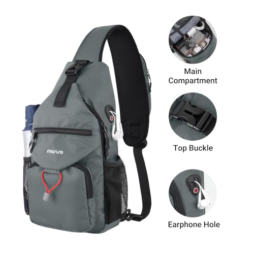 MOSISO Crossbody Sling Bag for Men, Sling Backpack Travel Hiking Daypack - color: Grey